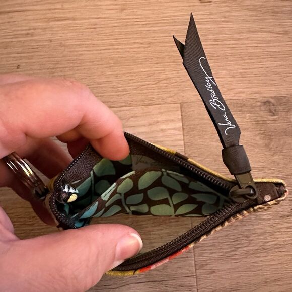 Vera Bradley Zip ID Case Pouch Change Purse Key Ring Ziggy Zinnia Pattern - Picture 5 of 7